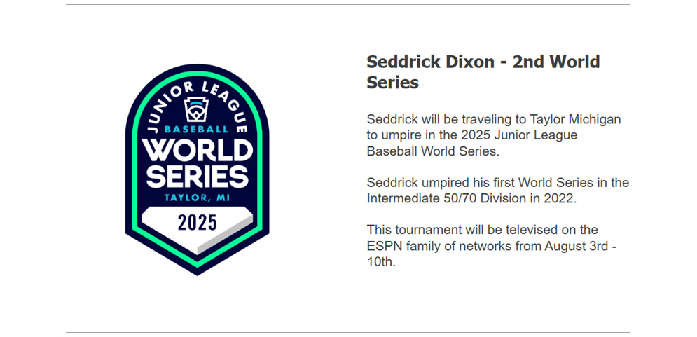 Seddrick Dixon - Junior League Baseball World Series